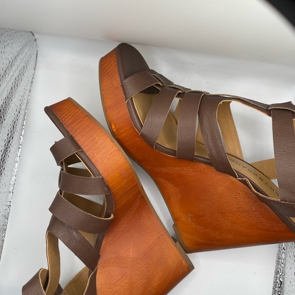 Lucky Brand LP- Leminah Women's Wedge Sandals Size 8 Leather Brown - Picture 3 of 6